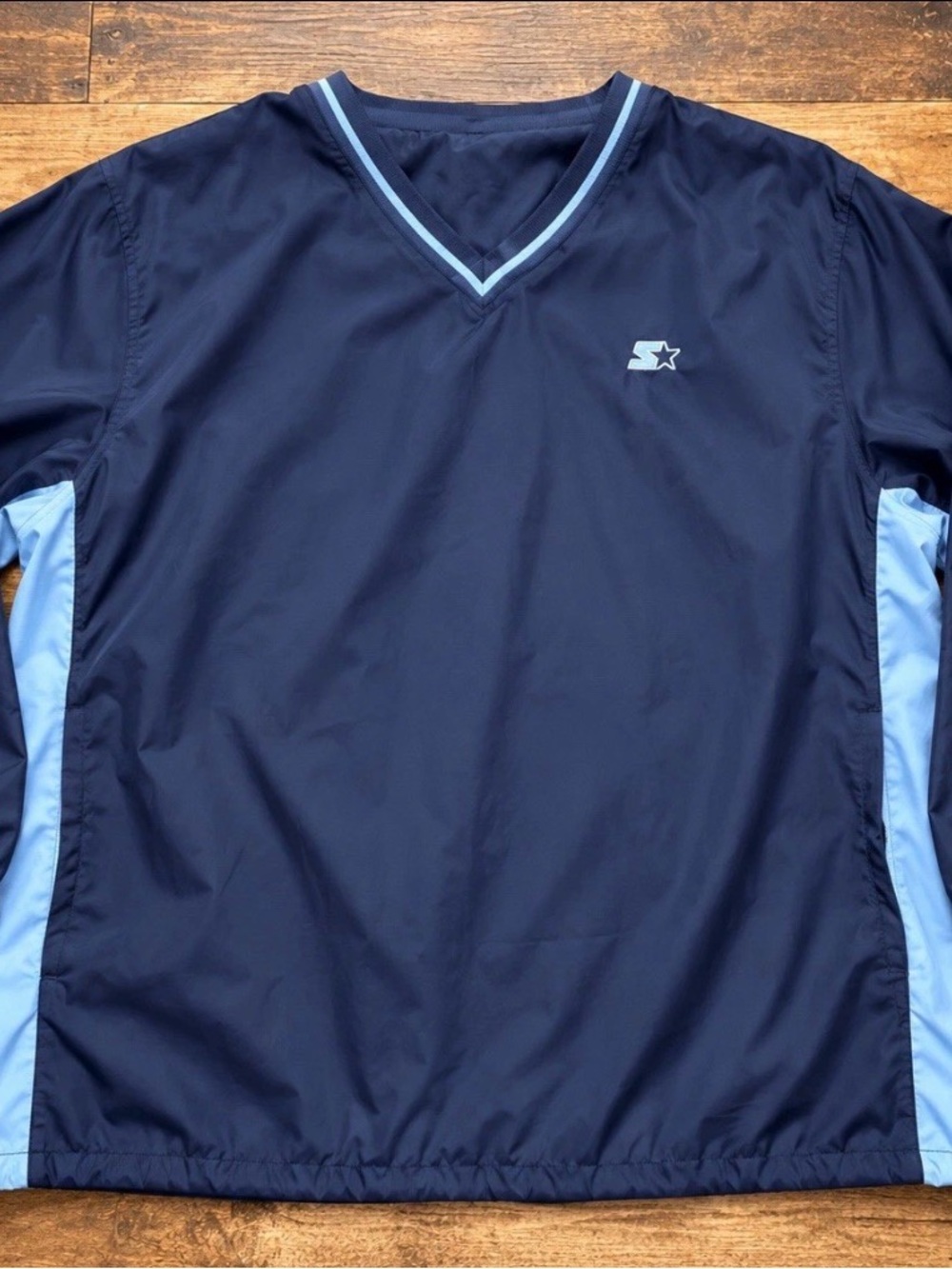 Vintage STARTER Navy Windbreaker with Light Blue Trim with Pocket XL